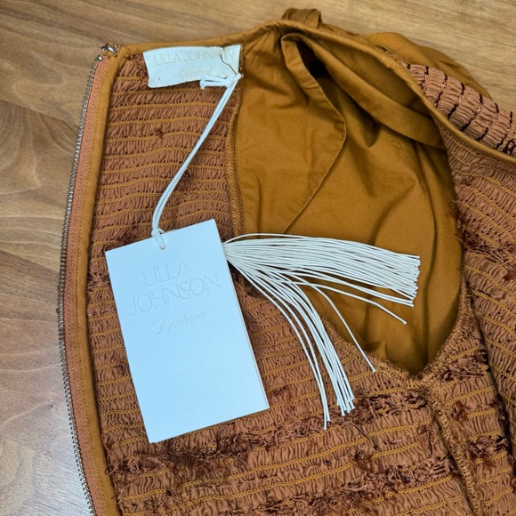$525 NEW ULLA JOHNSON Kali Dress Sandstone Kaiya Smock Bodice Cotton Sz 2 Small - Picture 11 of 12